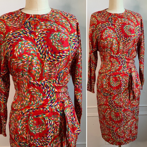 Vintage Dresses & Skirts - Nora Noh AMAZING 100% Silk Long Sleeve Dress